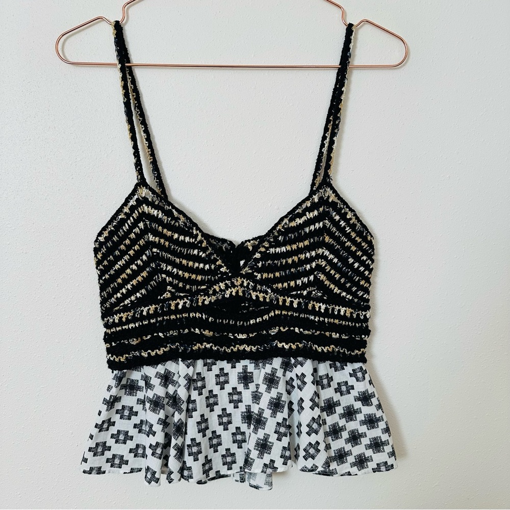 By Anthropologie Freida Layered Sweater Tank Top Patterned Camisole Boho - Picture 5 of 10